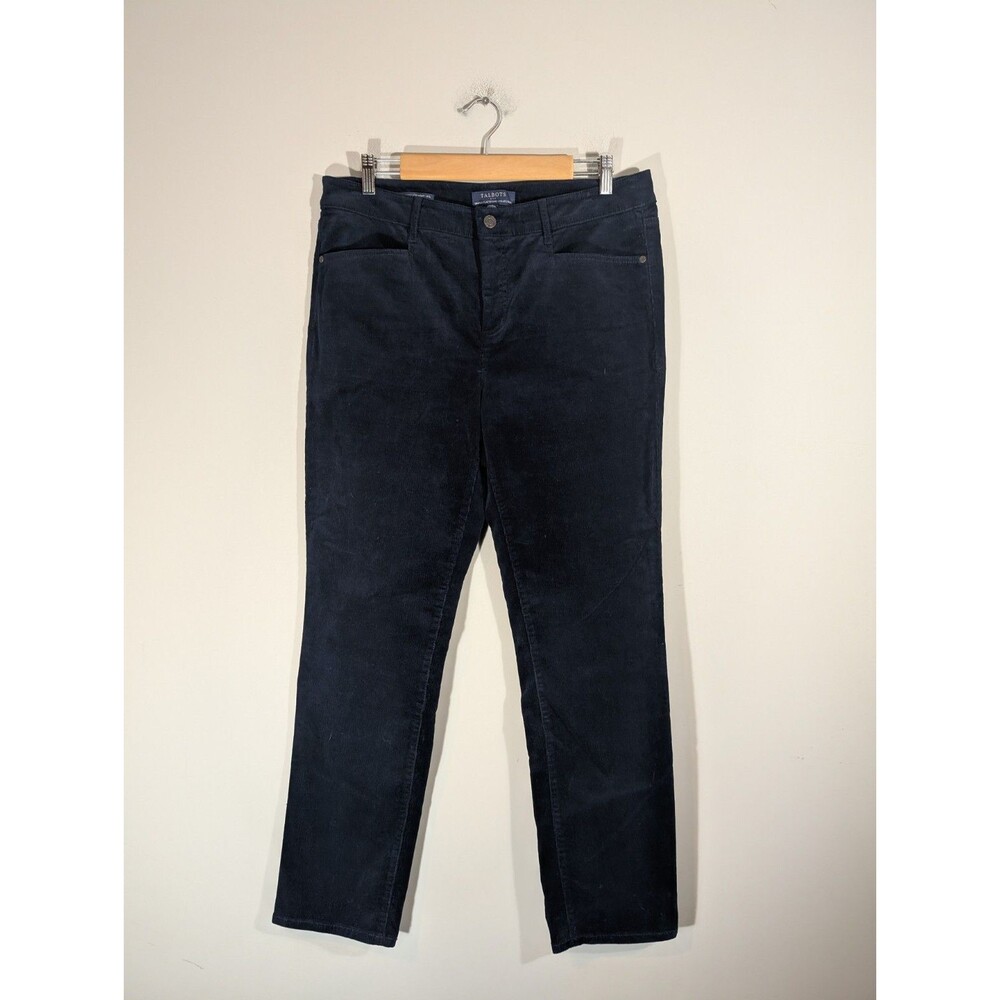 Talbots Womens Navy Corduroy Straight Leg Pants Sz 12 Preppy Everyday Coastal